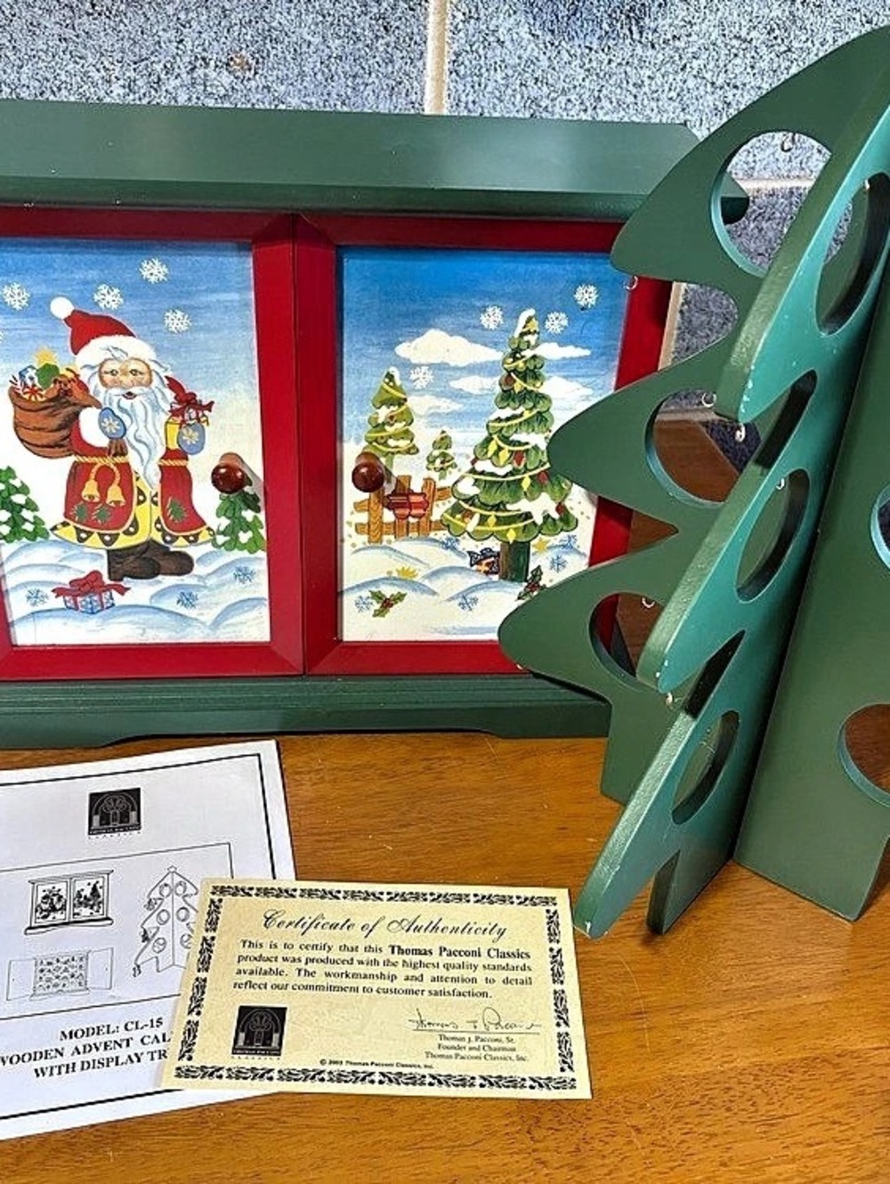 Thomas Pacconi Classics Wooden Advent Calendar with Display Tree Green & Red